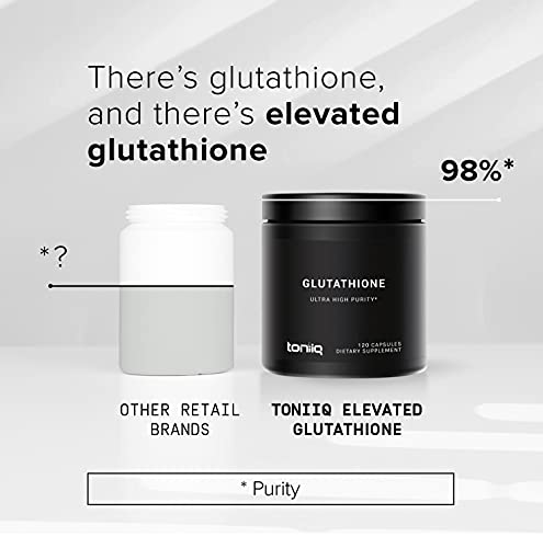 Ultra High Strength Glutathione Capsules - 98%+ Highly Purified and Bioavailable - Third Party Tested - 1000mg Concentrated Formula - Non-GMO Fermentation - 120 Capsules Reduced Glutathione Supplement