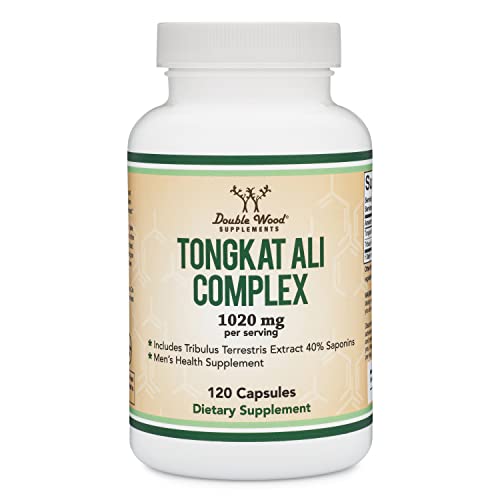 Tongkat Ali Extract 200 to 1 for Men (Longjack) Eurycoma Longifolia, 1020mg per Serving, 120 Capsules by Double Wood