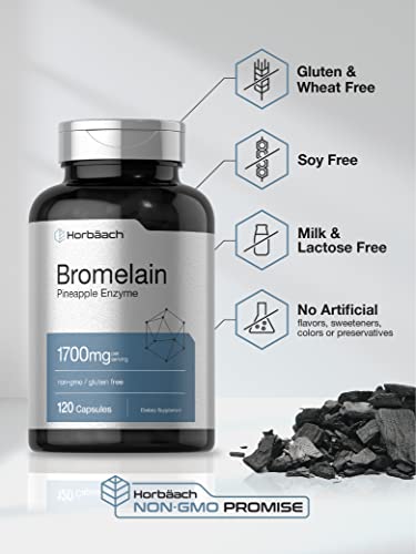 Bromelain 1700 mg | 120 Capsules | Supports Digestive Health | Pineapple Enzyme Supplement | Non-GMO, Gluten Free | by Horbaach