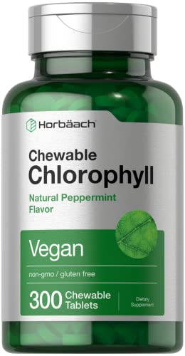 Chlorophyll Tablets | 300 Chewables | Natural Peppermint Flavor | Vegan, Non-GMO & Gluten Free | by Horbaach