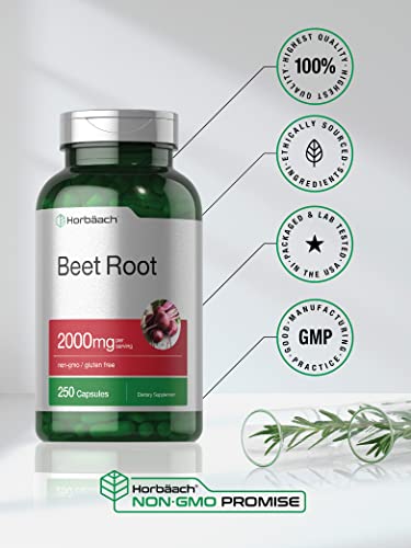 Beet Root Powder Capsules | 250 Pills | by Horbaach