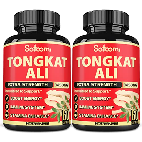 Satoomi 𝟗 𝐈𝐍 𝟏 Tongkat Ali- 𝟒 𝐌𝐨𝐧𝐭𝐡 𝐒𝐮𝐩𝐩𝐥𝐲- Longjack Tongkat Ali for Men- Extract 200:1 Equivalent to 𝟑𝟒𝟓𝟎 𝐦𝐠 Per Serving - Support Strength, Energy and Healthy Immune