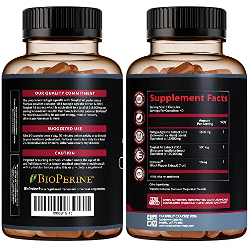 Fadogia Agrestis 15,000mg + Tongkat Ali 100,000mg + BioPerine® (120 Capsules) - Supports Energy, Strength, Muscle Health & Recovery, Drive & Athletic Performance - Non-GMO & Made in USA.