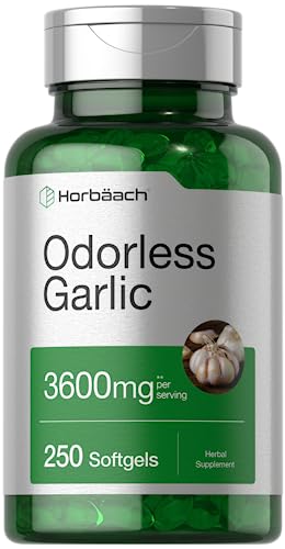 Odorless Garlic Softgels | 250 Count | Ultra Potent Garlic Extract | Non-GMO & Gluten Free Pills | by Horbaach