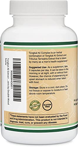 Tongkat Ali Extract 200 to 1 for Men (Longjack) Eurycoma Longifolia, 1020mg per Serving, 120 Capsules by Double Wood