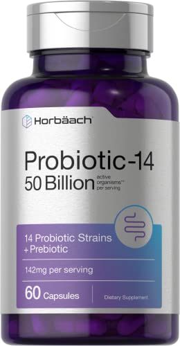 Probiotics with Prebiotics | 60 Capsules | 50 Billion Active Organisms by Horbaach