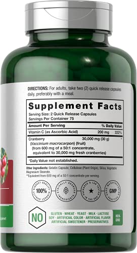 Cranberry Concentrate Extract + Vitamin C | 30,000mg | 150 Capsules | by Horbaach