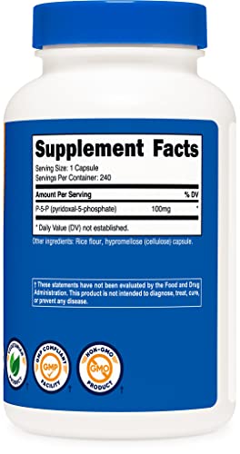 Nutricost P5P Vitamin B6 Supplement 100mg, 240 Capsules (Pyridoxal-5-Phosphate) - Vegetarian Friendly, Non-GMO, Gluten Free