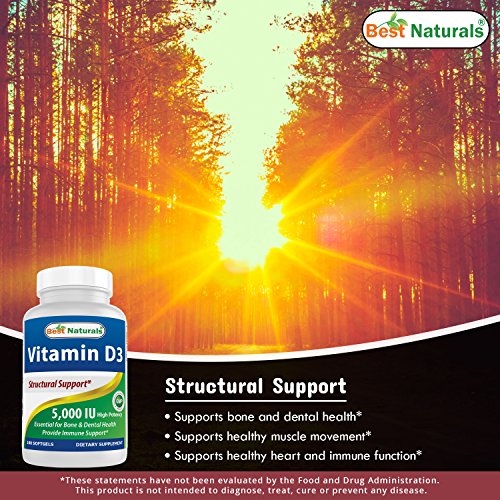 Best Naturals Vitamin D3 5000 Iu for Stronger & Healthier Bones, 180 Count