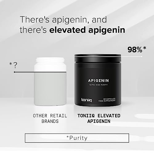 Toniiq Ultra High Strength Apigenin - 100mg Concentrated Formula - 98%+ Highly Purified - 180 Vegetarian Capsules