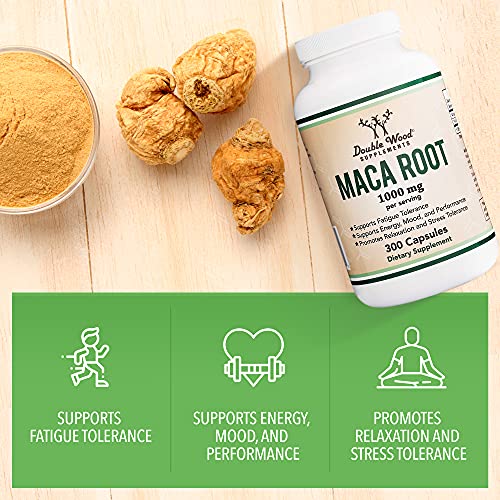 Double Wood Supplements Maca Root Capsules for Women and Men, 300 Count