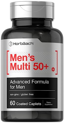 Men's Multivitamin 50 Plus | 60 Caplets | Non-GMO & Gluten Free Supplement | by Horbaach