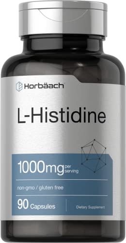 Horbaach L-Histidine 1000mg 90 Capsules | Non-GMO and Gluten Free | Pharmaceutical Grade