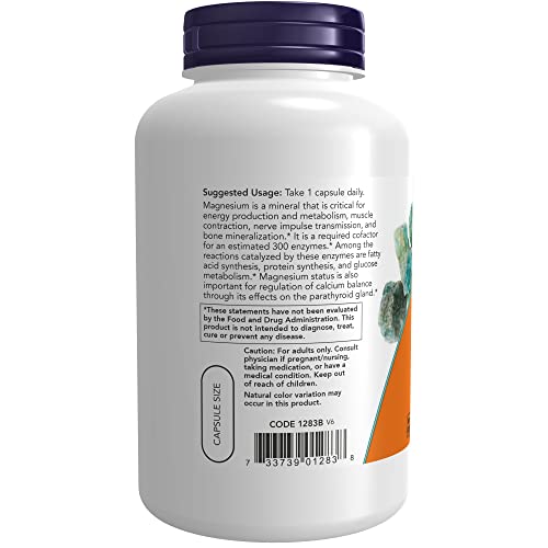 NOW Supplements, Magnesium 400 mg, Enzyme Function*, Nervous System Support*, 180 Veg Capsules