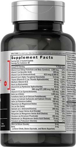 Men's Multivitamin 50 Plus | 60 Caplets | Non-GMO & Gluten Free Supplement | by Horbaach