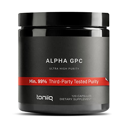 Toniiq Ultra High Purity Alpha GPC Capsules - 600mg Concentrated Formula - 99%+ Highly Purified and Highly Bioavailable Nootropic - 120 Capsules Alpha GPC Supplement