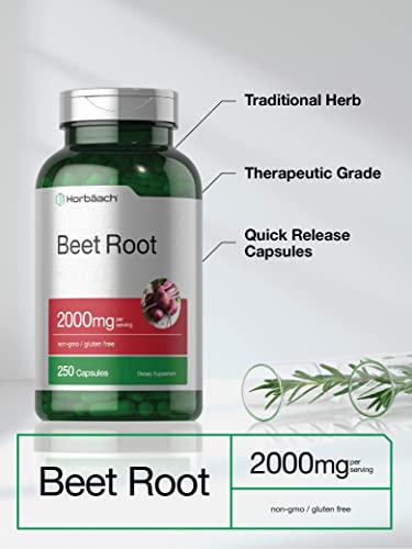 Beet Root Powder Capsules | 250 Pills | by Horbaach