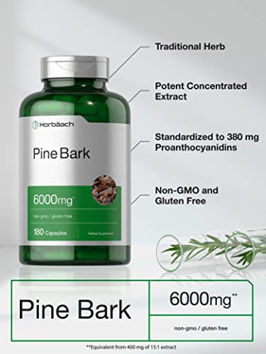 Pine Bark Extract | 6000 mg | 180 Capsules by Horbaach