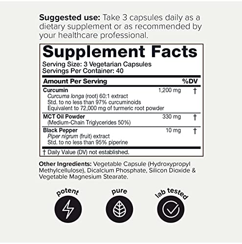 Curcumin Supplement 72,000mg 60:1-1200mg Per Serving 97%  120 Veg Caps