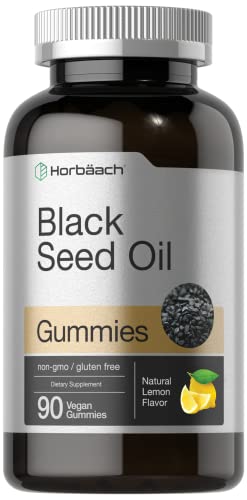 Blackseed Oil Gummies | 90 Count | Vegan, Non-GMO, and Gluten Free Formula | Nigella Sativa | Natural Lemon Flavor | by Horbaach