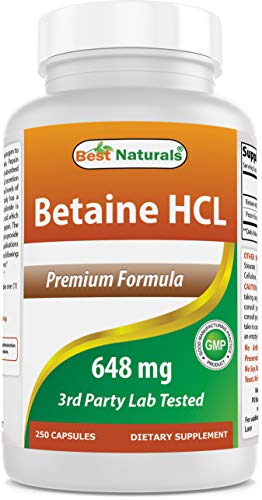 Best Naturals Betaine HCL 648 mg 250 Capsules