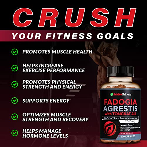 Fadogia Agrestis 15,000mg + Tongkat Ali 100,000mg + BioPerine® (120 Capsules) - Supports Energy, Strength, Muscle Health & Recovery, Drive & Athletic Performance - Non-GMO & Made in USA.