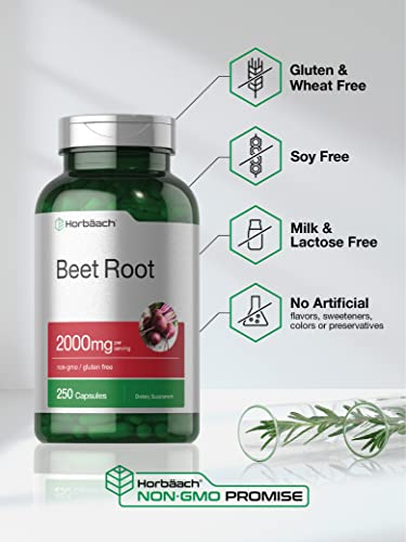 Beet Root Powder Capsules | 250 Pills | by Horbaach