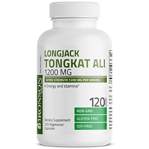 Bronson Longjack Tongkat Ali 1200mg Extra Strength 1200mg Per Serving, Supports Energy, Non-GMO, 120 Vegetarian Capsules