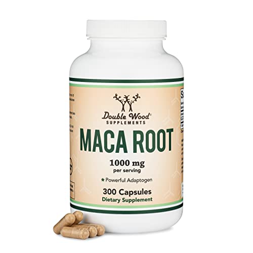 Double Wood Supplements Maca Root Capsules for Women and Men, 300 Count