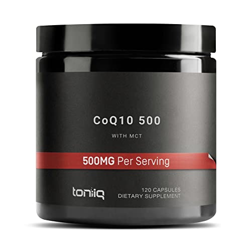 Toniiq 500 mg CoQ10-98% Purified Coenzyme Q10 - with MCT Oil for Added Bioavailability - Highly Purified and Bioavailable Supplement - 120 Veggie Capsules