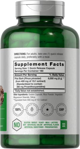 Pine Bark Extract | 6000 mg | 180 Capsules by Horbaach