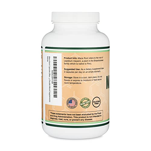 Double Wood Supplements Maca Root Capsules for Women and Men, 300 Count