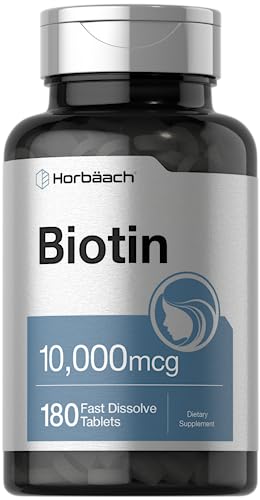 Biotin 10000mcg | 180 Fast Dissolve Tablets | Beauty Formula | Vegetarian Supplement | Non-GMO, Gluten Free | by Horbaach